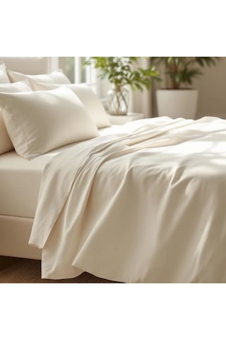 Odin 300 Tc Pamuk Saten King Size Çarşaf Ekru Çok Renkli