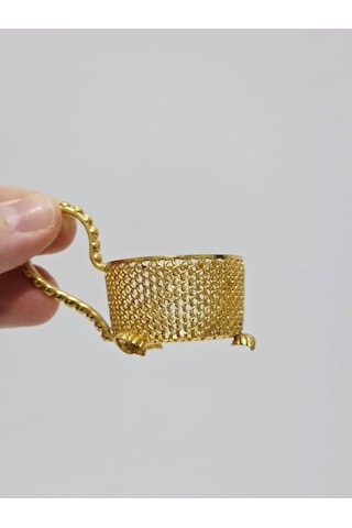 Antika Altın Kaplama Fincan Tutucu 6,3x3,9cm 169