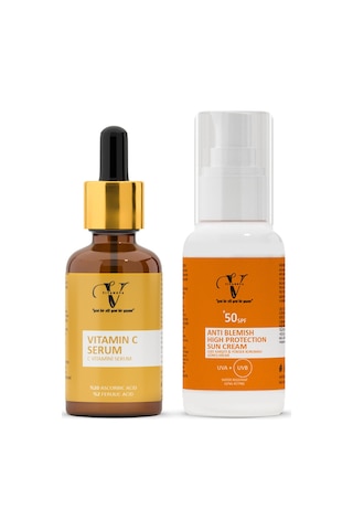 Vitanova Vitamin C Serum 30 ML + Leke Karşıtı Güneş Kremi SPF50+ 50 ML