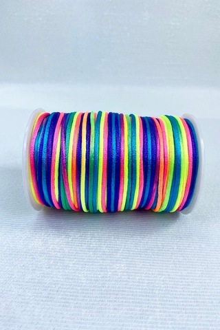 FdayAksesuar 5 Metre Ip Floş Saten Ip Kurdele Ipi Kolye Bileklik Ipi Gökkuşağı Tonları Rengarek 5 Metre Ip FRDY14320