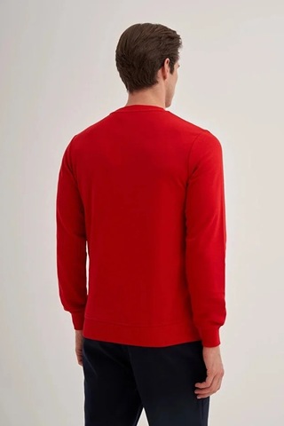 Cazador Slim Fit Mevsimlik 3 İplik Pamuk Karışımlı Sweatshirt-56100 Kırmızı