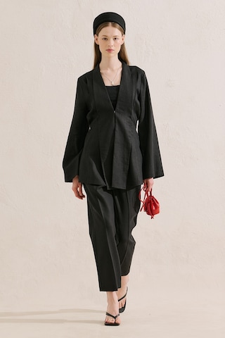 Manuka Keten Pileli Kimono Ceket Siyah Ss26ckt00016-021.10199