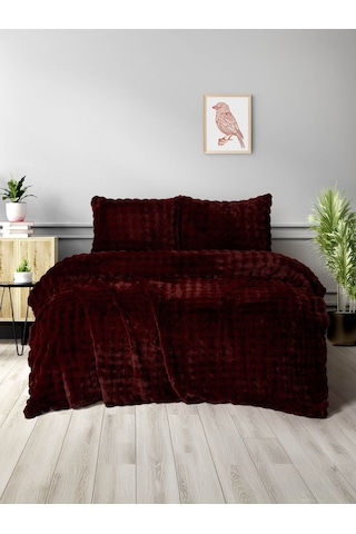 Merinos Dıamond 3 Parça Bubble Comforter Yorgan Seti 220x240 Bordo Bordo Bordo
