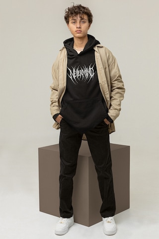 Nevermind Trend Unisex Oversize Hoodie Streetwear Baskılı Sweatshirt Siyah