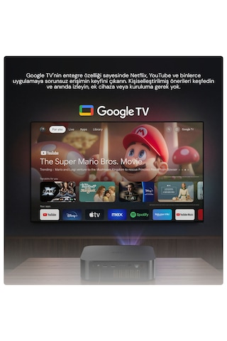OBE X7D Ultra Google TV Destekli 4K 1200 ISO Otomatik Odaklı Akıllı Projeksiyon Cihazı