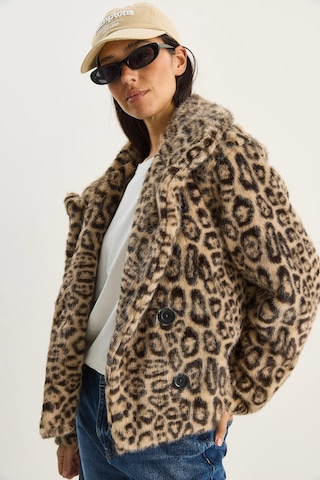 Shade Kadın Leopar Desenli Cep Detaylı Astarlı Suni Kürk 6962 60283772 - Bej