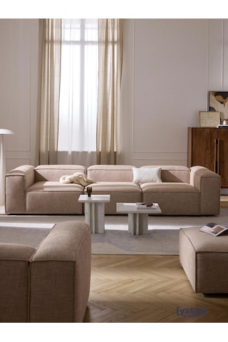 Most Mollis 3 Modül Kanepe Koltuk 09 Bej Keten Kumaş Yataş Süng