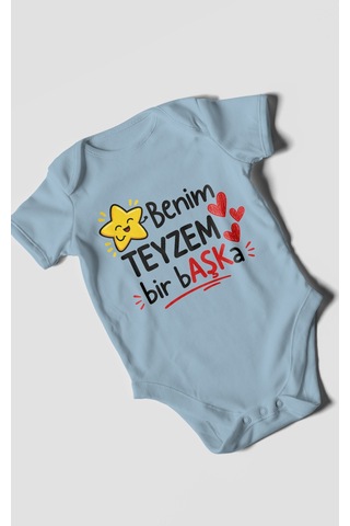 Morivokids Benim Teyzem Bir Başka Kısa Kollu Bebek Body %100 Pamuk Bebe Mavisi