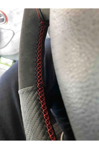 Honda Civic Fd6 2006-2012 Direksiyon Kılıfı Alcantara Karbon Kırmızı Yüzük Kırmızı Dikiş Siyah Kırmızı