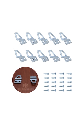 10 Ad Tablo Kancası Kıvrık Model - Metal Çerçeve Askısı Aparatı - Vidalı Fotoğraf Resim Asma Kancası Galveniz