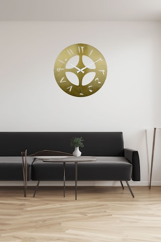 Arabic Model Metal Lazer Kesim Akar Sessiz Mekanizmalı Duvar Saati 40 40 Cm -m025 Gold