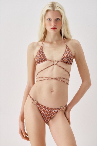 Sagaza Studio Ss6055 Çtır Çiçek Desenli Üçgen Bikini Set Cok Renklı