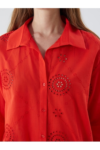Lcw Vision Kırmızı Oversize Kadın Gömlek