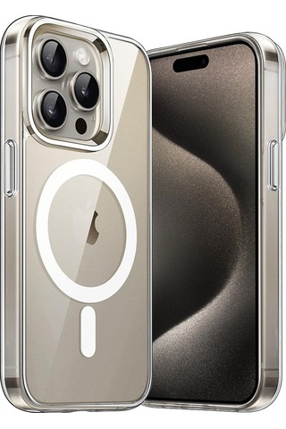 Apple Uyumlu iPhone 15 Pro Max İçin Magsafe Özellikli Şeffaf Silikon Kılıf