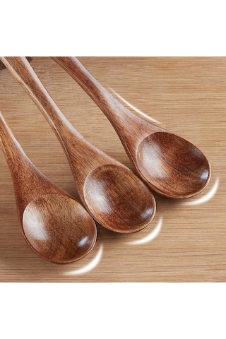 Fastbuy 6 Adet Küçük Tahta Kaşık, Tahta Çay Kaşığı, Küçük Yemek Kaşığı, Tahta Baharat Kaşıkları, Mutfak Gereçleri, Ev Dekoras