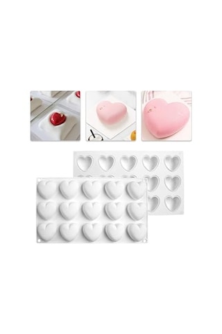 Siliko World Silikon 3d Kalp Kalıbı Kek Çikolata Muffin Sabun Mum Epoksi Reçine Kalıbı, Beyaz