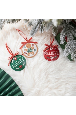 Karaca Home New Year Yılbaşı Wish 3 Parça Ağaç Süsü Seti