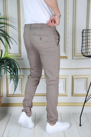 Phantom Jeans Erkek Kahve Slim Fit Esnek Likralı Armürlü Keten Pantolon Bağcıklı Kemerli Beli Lastikli Şık Pantolo Sütlü Kahve