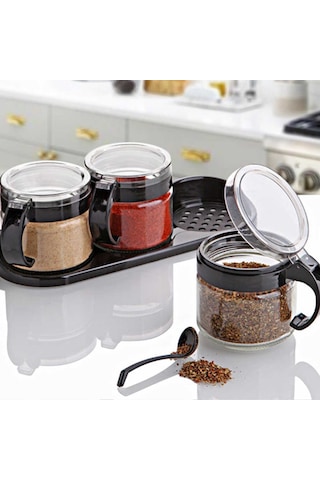 Kosova Kc-386 Lily Standlı 3'lü Cam Baharat Takımı