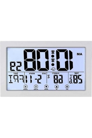 Ulzyvf İç Mekan Sıcaklığı Ve Nem İle Dijital Duvar Saati, Pille Çalışan Alarm Saati, Beyaz, Yaşlılar İçin Beyaz