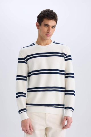 DeFacto Regular Fit Bisiklet Yaka Dokulu Sweatshirt D7595AX25SPWT32