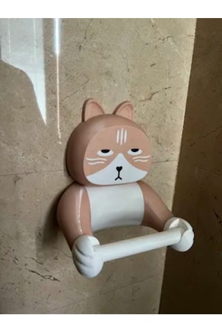 Kedi Figürlü Tuvalet Kağıdı Tutacağı Sevimli Duvar Aksesuarı