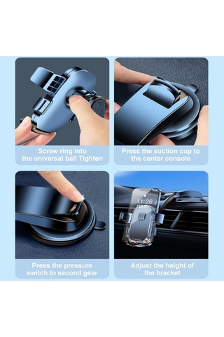 Seametal Araç Telefonu Tutucu Araç Montaj Tutucu Vantuz 360 Cep Telefonu Desteği İçin Ayarlanabilir Stand