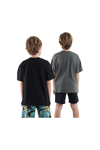 Denokids Erkek Çocuk Basic Oversize 2'li T-shirt Takım Renkli Çok Renkli