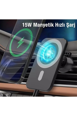 Ally N16 15w Magsafe Uyumlu Araç İçi Telefon Tutucu- 5775 Siyah