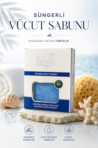 Süngerli Sabun Doğal Güzellik Atlantic Ocean Extract Vücut Sabunu Okyanus Esintisi
