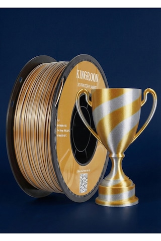 Çift Renkli Silk Pla 1.75 Mm Altın Gümüş - Lüks Metalik Ton - Renk Geçişli Parlak Filament