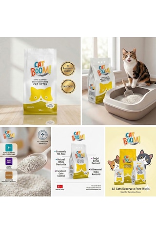 Cat Boom Kokusuz Bentonit Kedi Kumu 10 Lt X 2 Adet