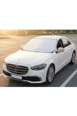 Araç Ön Cam Buz Önleyici Brandası Ve Yan Ayna Koruyucu Kılıfı Seti Reflektörlü