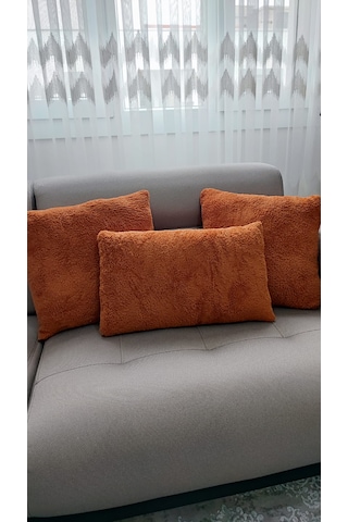 3- Lü Kare Takım Kırlent / Yastık 2 Kenar Kiremit/ 1 Orta Kiremit