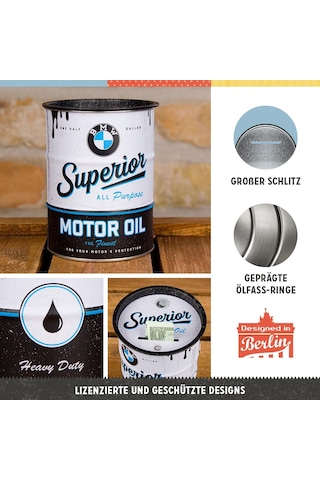 Nostalgic-art Nostaljik Sanat Bmw Üstün Motor Yağı Para Kutusu Bmw Hayranları İçin Hediyeler Metal Kumbara Vintage Genel