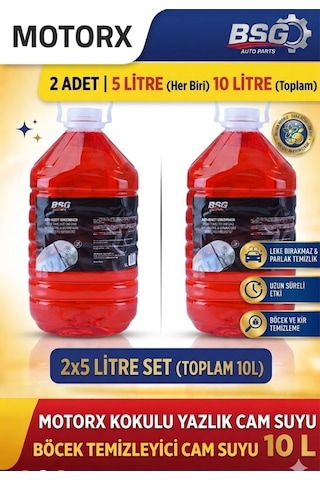 Auto Parts Böcek Temizleyici Yazlık Cam Suyu 5 Lt X 2 Adet - Toplam 10 Litre Seti - Konsantre Formül