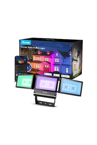 Govee Dış Mekan Triade Led Spot Işığı, 4500lm Sıcak Beyaz Ve Soğuk Beyaz İle Rgbıc Dış Mekan Projektör, Alüminyum Alaşımlı, Ip66 Su Geçirmez, Akıllı Projektör Işıkları Matter, Alexa Ve Google Assistant İle Çalışır Siyah