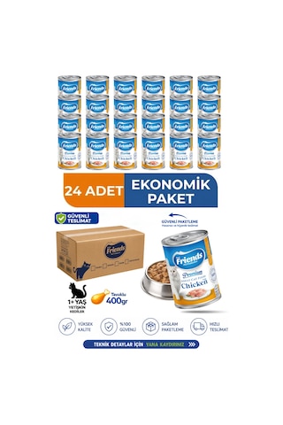 Premium Tavuklu Yetişkin Kedi Konservesi 400 Gr X 24 Adet Ekonomik Paket Yaş Mama