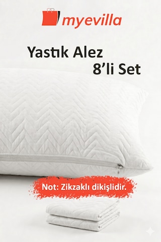 Sıvı Geçirmez Kapitoneli Yastık Alezi 50x70 Cm Konforlu, Dolgulu Ve Hijyenik Koruma 4 Paket 8 Adet Beyaz