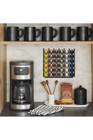 Pazly Şık Duvara Monte Kahve Kapsül Organizatörü - Mutfak Dekorasyonu İçin Çok Renkli Kapsül Rafı Çok Renkli