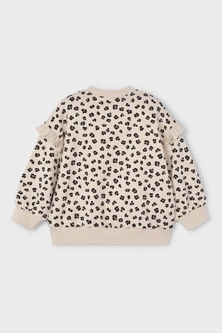 Kız Çocuk Kolları Fırfırlı Leopar Desenli Sweatshirt - Bej Mavi