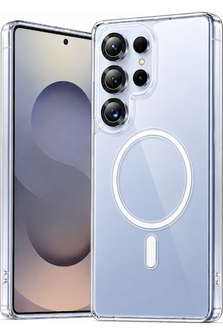 Samsung Galaxy S25 Ultra İle Uyumlu Yumuşak Magsafe Kablosuz Şarj Destekli Şeffaf Kılıf Kamera Yükseltilmiş