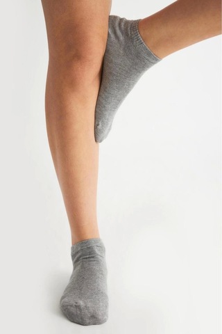 Bambu Kadın Gri Patik Dikişsiz Premium Çorap 3 Lü Paket