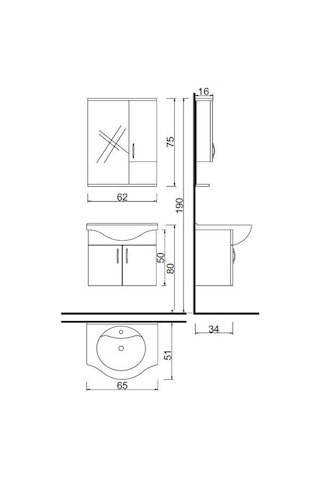 Turkuaz Yeni Klasik Etajer Uyumlu Lavabo 65X48. Akyazı Dolap Çok Renkli