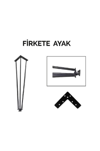 Firkete Sehpa Masa Ayağı 45 Cm. 4 Adet Siyah