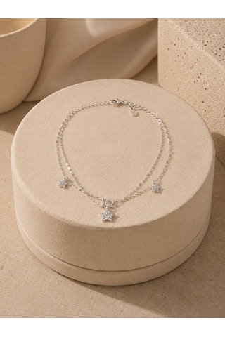 Valmont Accessories Kadın Gümüş Renk Yıldız Figürlü Taşlı Zarif Halhal