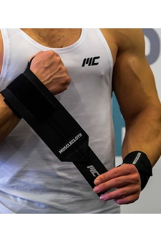 Musclecloth Pro Wrist Wraps + Pro Knee Wraps Seti Siyah