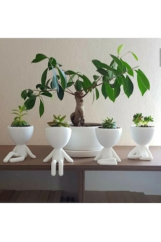 Insansı Saksı 4'lü Set Beyaz