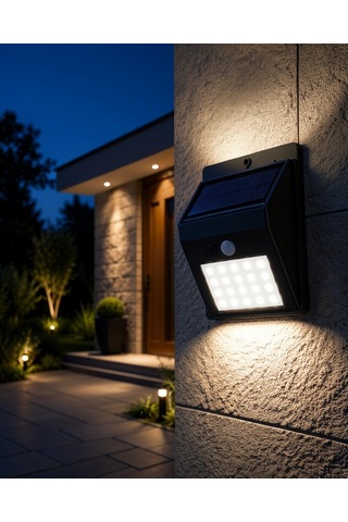 Güneş Enerjili Led Bahçe Işığı 180 Led Sensörlü Altın