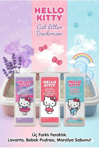 Hello Kitty Cat Litter, Kedi Kumu Deodorizer, Koku Giderici Bebek Pudrası Kokulu 500gr